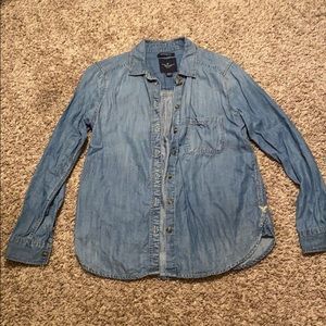 American Eagle Boyfriend Fit Chambray/Denim Shirt
